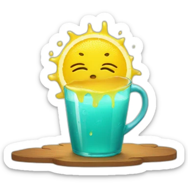 sun crying drinking lemon juice sticker
