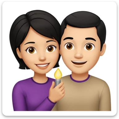 light skin black hair woman talking with a light skin black hair man, she's exited an he's happy, we're face to face sticker