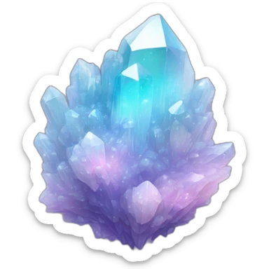 glossy Pastel whitish iridescent glass nebula crystal cluster sticker