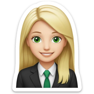 Green eyes office girl with straight long blonde hair barbie sticker