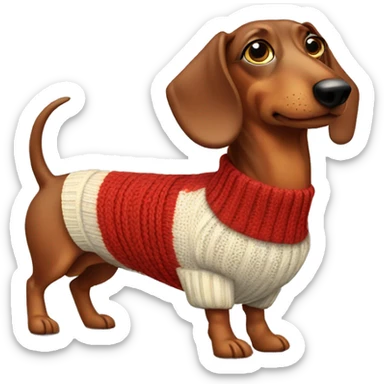 Sausage dog with a sweater sticker