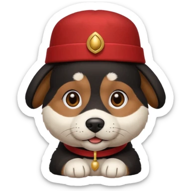 black suited dog with fes hat sticker