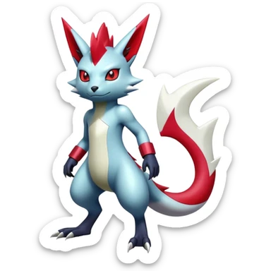  Cool Edgy Shiny Futuristic Ethereal Legendary Zangoose-Sneasel-Digimon-hybrid full body sticker