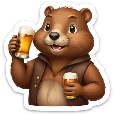 Beaver with a Beer in hand  sticker