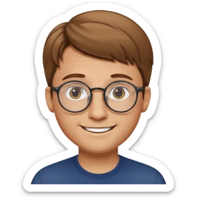 homme cheveux court marron clair sans barbe sourrir avec lunettes rondes sticker