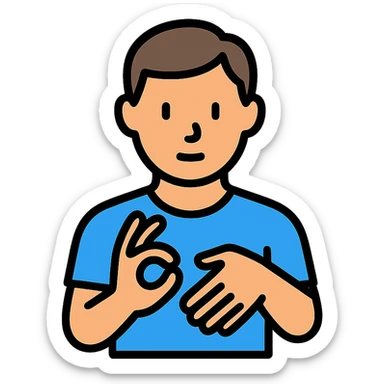 color outline icon of a man using sign language sticker