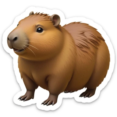 cinematic-capybara-realistic-full-body-on-all-fours-emoji,-plump-and-relaxed-body-soaking-in-the-warm-sun,-short-brown-fur-slightly-ruffled,-head-tilted-dramatically,-calm-expressive-eyes-exuding-serene-wisdom,-simplified-yet-realistic head tilted confidently staring at the camera in a comical way sticker