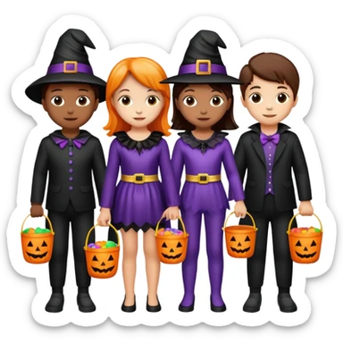 Kids trick or treating sticker