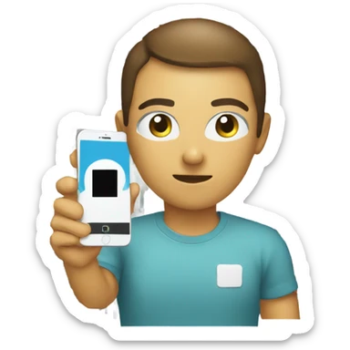 human scanning a qr code with a phone sticker