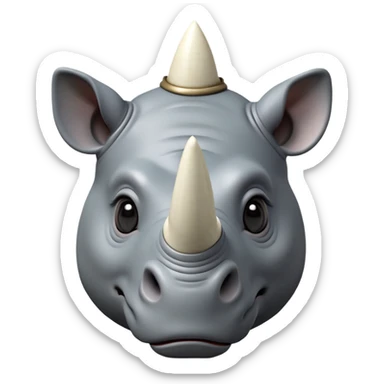 cinematic-cute-rhinoceros-zomed-out-portrait-emoji,-head-tilted-playfully-and-inquisitively,-featuring-a-rugged,-glossy-slate-gray-hide-with-a-gentle,-rounded-ivory-horn-and-round,-sparkling-eyes-filled-with-curious-wonder,-showing-the- (2) sticker