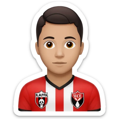 Supporter de L’ogc Nice. Maillot de foot rouge et noir (bandes) logo Kappa. Et logo de L’ogc Nice original. sticker