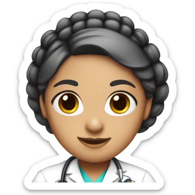 nurse woman with cute braided pigtails sticker