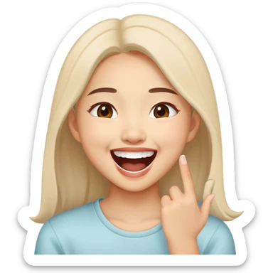 A beautiful young Asian girl laughing loudly sticker