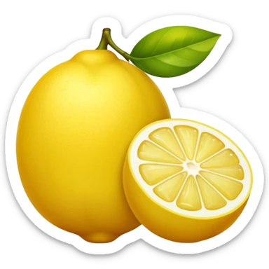 un citron allongé dont un a moitie coupe sticker