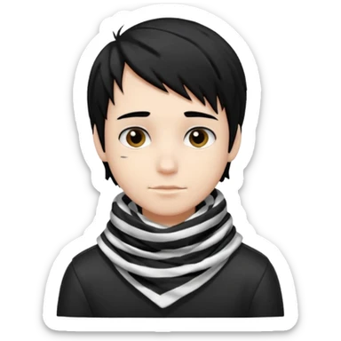 emo boy with black and white striped scarf with black hair

 sticker