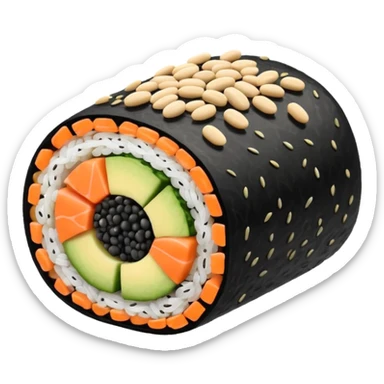 Roll bean sushi one in front of  sticker