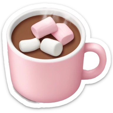 Light Pink mug of hot chocolate with marshmallows  sticker