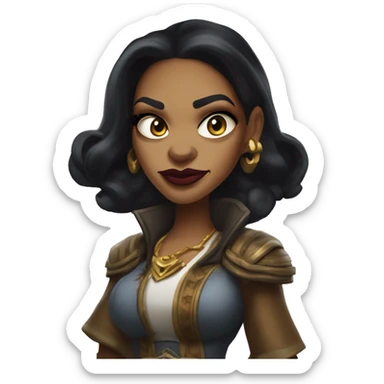  Warcraft Rihanna expedition leader in Uncle Scrooge style, mysterious eyes, intricate lips, masterpiece pose sticker