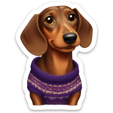 Brown dachshund in a New Year's sweater sticker