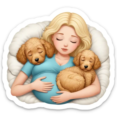 Pregnant pale white girl sleeping with goldendoodle sticker