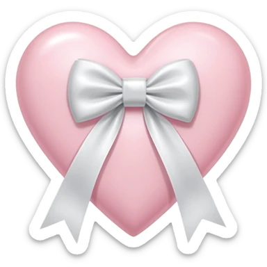Light pink heart with white ribbon bow sticker