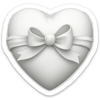 White heart with a small bow in the middle wrapped around the heart sticker