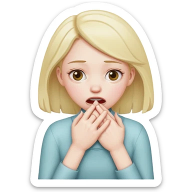 A girl choking herself with her hands sticker