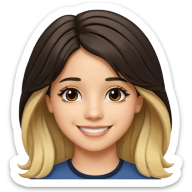 Camila Cabello with long dark brown hair with blonde highlights sticker