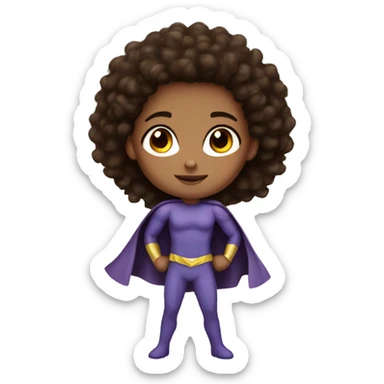 superhero, child, girl, long afro brown hair, brown eyes, Hispanic, freckles   sticker