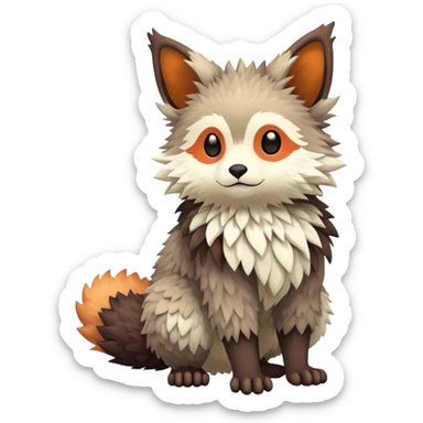 lush warm-colored Fakémon-Trico-creature (full body) sticker