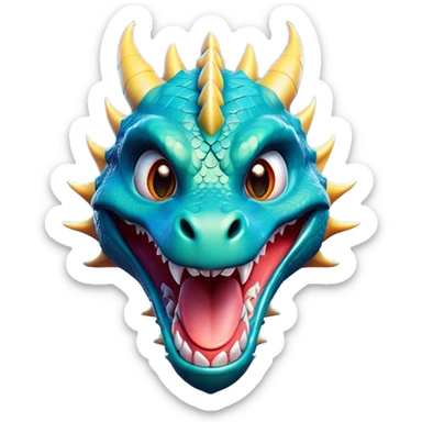 Cinematic Comical Dragon Portrait Emoji, Head tilted dramatically with an exaggeratedly amused expression, featuring a striking, glossy scaled body with bold, angular features and wide, expressive eyes filled with playful disbelief, Simplified yet hilariously expressive features, highly detailed, glowing with a slightly sassy, otherworldly glow, high shine, dramatic yet playful, stylized with an air of cheeky mythical mischief, soft glowing outline, capturing the essence of a spirited and over-the-top dragon that looks ready to breathe fire into internet fame instantly! sticker