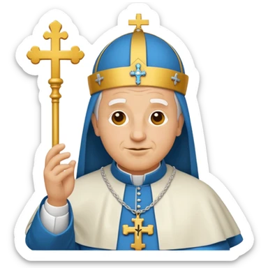 high-quality expressive emoji-style icon of Pope Leo XIV, preserving core facial expression and key features, simplified details, bold outlines, flat colors sticker