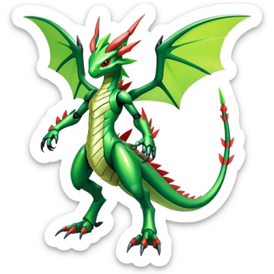  Cool Edgy Shiny Colorful Futuristic Ethereal Legendary Scyther-Flygon-Digimon-hybrid full body  sticker