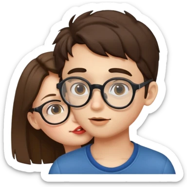 boy with spects kissing a girl sticker