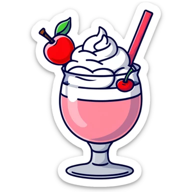 fancy pink frozen cocktail with whipped cream top and cherry sticker