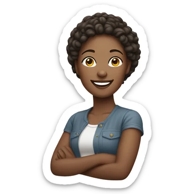 relaxed female outdoors portrait, lighter skin and bigger smile sticker