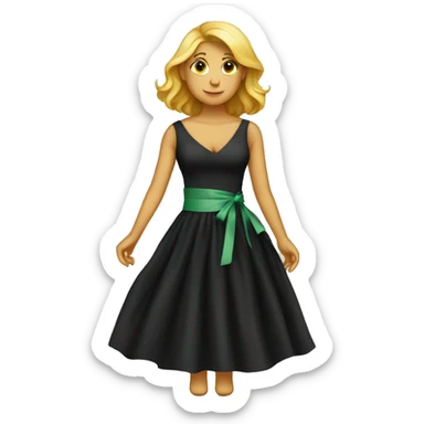 a black dress with a measuring tape wrapped around it sticker