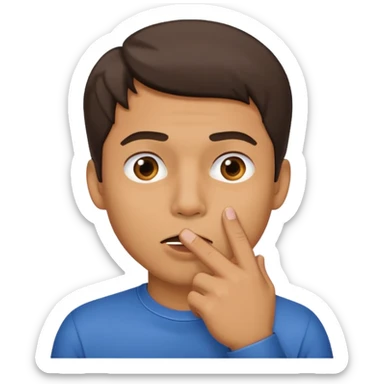 man showing shh to be quiet covering his mouth with finger sticker