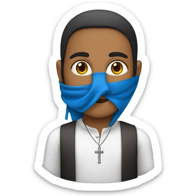 Une personne en tenue arabe avec un drapeau avec une croix de david bleue sticker