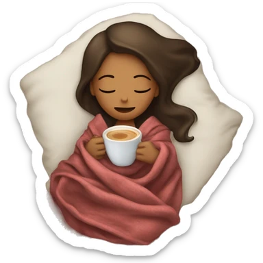 girl inside a blanket sipping coffee eyes closed sticker
