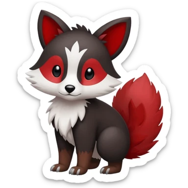 Cute cool white red dark-brown black animal hybrid Fakemon full body sticker