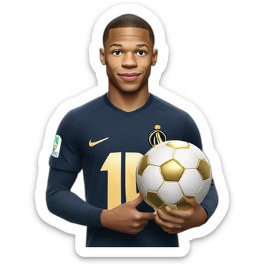 Mbappe avec le ballon d'or dans les mains sticker