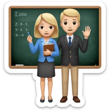 teacher teaching with a blackboard in the background, full body sticker