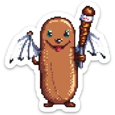 smiling sausage holding a bat sticker