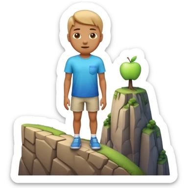 A 3D emoji of a person standing at the edge of a steep cliff in Apple style. The person faces forward, close to the edge, showing a sense of height and danger. Clean, glossy , isolated on white background.


 sticker