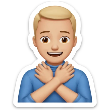 having a hard person like a head and neck of a person and their hands like crossed idk their neck like their chocking themselves but in a joking way like frustration sticker