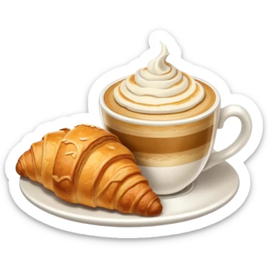 Croissant and capuccino breakfast sticker