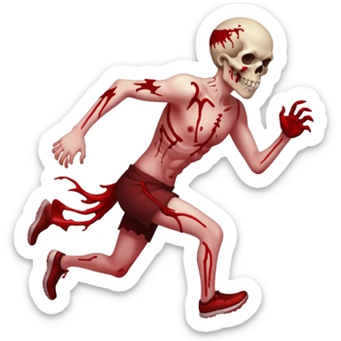 Demons covered in blood and guts. Full body running to the right. In the style of your bleeding skull art sticker