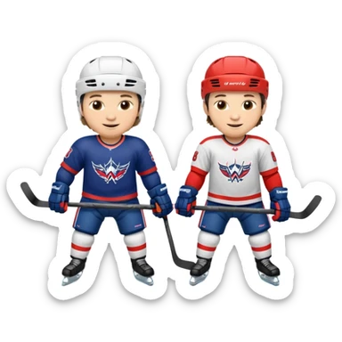 two smile young ovechkin ice hockey player in action sticker