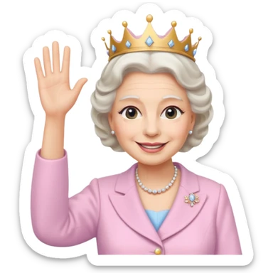 Queen Elizabeth waves in pastel clothes sticker